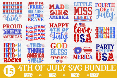 4th Of July Quotes Retro SVG Bundle Vol-2 SVG Svgcraft 