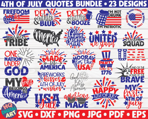 4th of July Quotes SVG Bundle | 23 designs SVG HQDigitalArt 