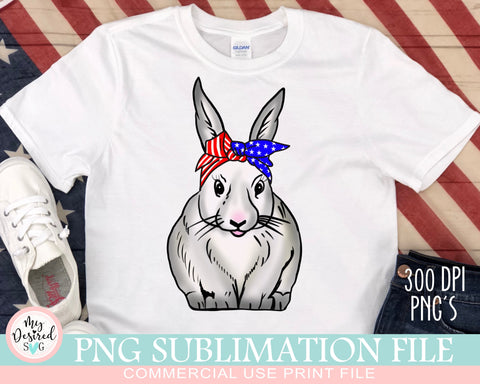 4th of July Rabbit PNG, Fourth Of July Png, Bandana PNg, Bunny Shirt Png, Patriotic PNG, 4th Of July Sublimation Design, God Bless The USA Sublimation MyDesiredSVG 