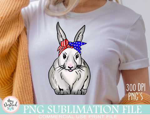 4th of July Rabbit PNG, Fourth Of July Png, Bandana PNg, Bunny Shirt Png, Patriotic PNG, 4th Of July Sublimation Design, God Bless The USA Sublimation MyDesiredSVG 