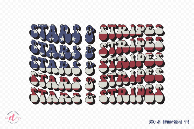 4th of July Retro PNG - Stars & Stripes Sublimation CraftLabSVG 