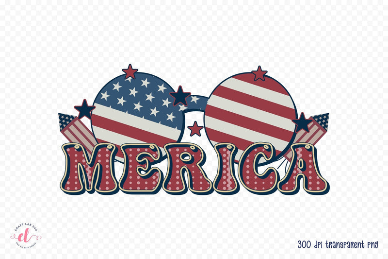 4th of July Retro Sublimation - Merica PNG Sublimation CraftLabSVG 
