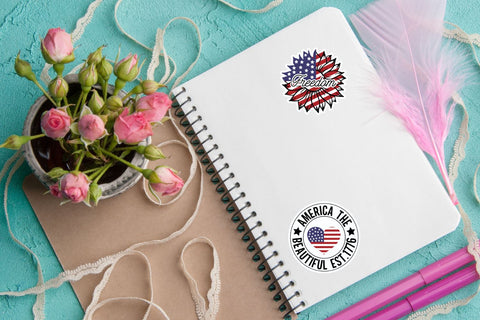 4th of july Round Sticker Bundle Sublimation DESIGNS DARK 