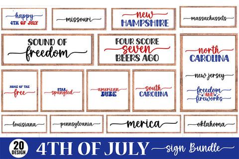 4th Of July Sign Bundle SVG Rupkotha 