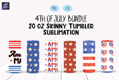 4th of July Skinny Tumbler Bundle | Patriotic Skinny Tumbler Sublimation Angel Lynne Designs 