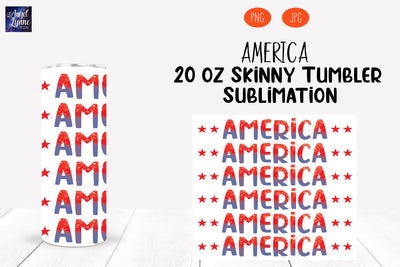 4th of July Skinny Tumbler | Patriotic Skinny Tumbler Wrap Sublimation Angel Lynne Designs 