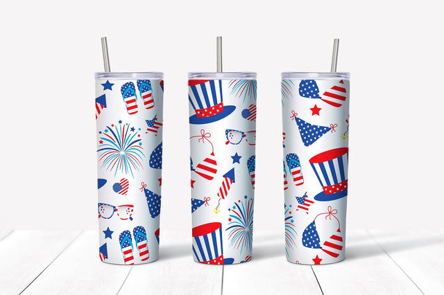 4th of July skinny Tumbler / Patriotic Tumbler Wrap #2 Sublimation Marilakits 