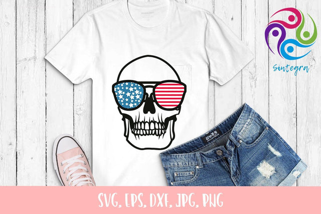 4th Of July Skull With Sunglasses USA America SVG Sintegra 