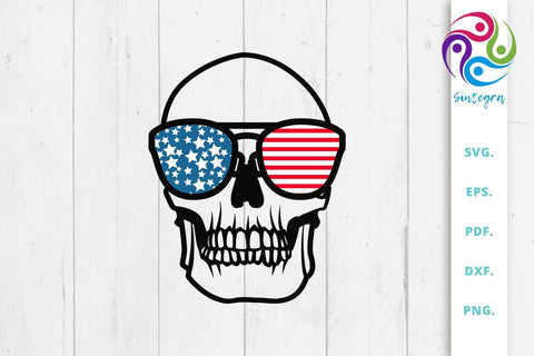 4th Of July Skull With Sunglasses USA America SVG Sintegra 