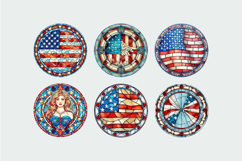 4th Of July Stained Glass Keychain Sublimation Designs Sublimation OrangeBrushStudio 