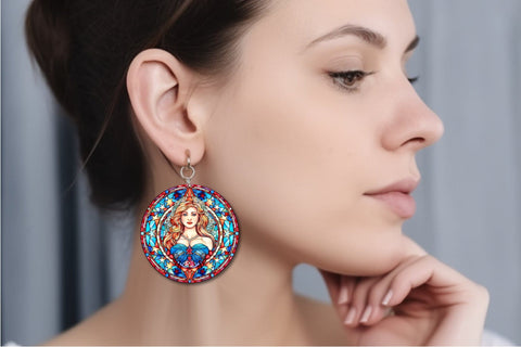 4th Of July Stained Glass Round Earrings Bundle Sublimation OrangeBrushStudio 