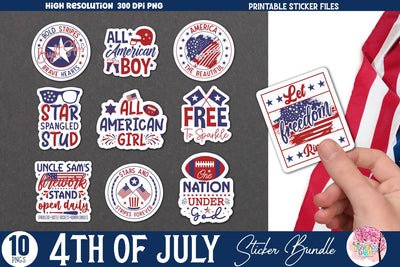 4th of July Sticker Bundle Sublimation DESIGNS DARK 