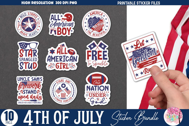 4th of July Sticker Bundle Sublimation DESIGNS DARK 