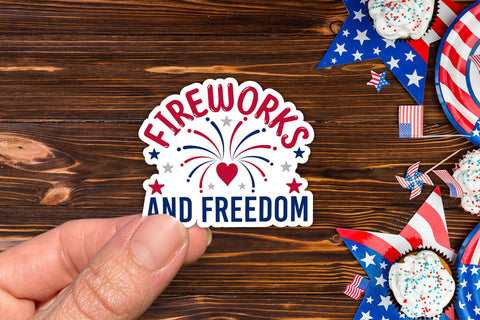 4th of July Sticker - Fireworks & Freedom PNG Sublimation CraftLabSVG 
