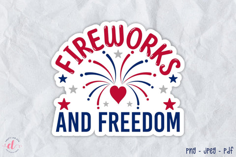 4th of July Sticker - Fireworks & Freedom PNG Sublimation CraftLabSVG 