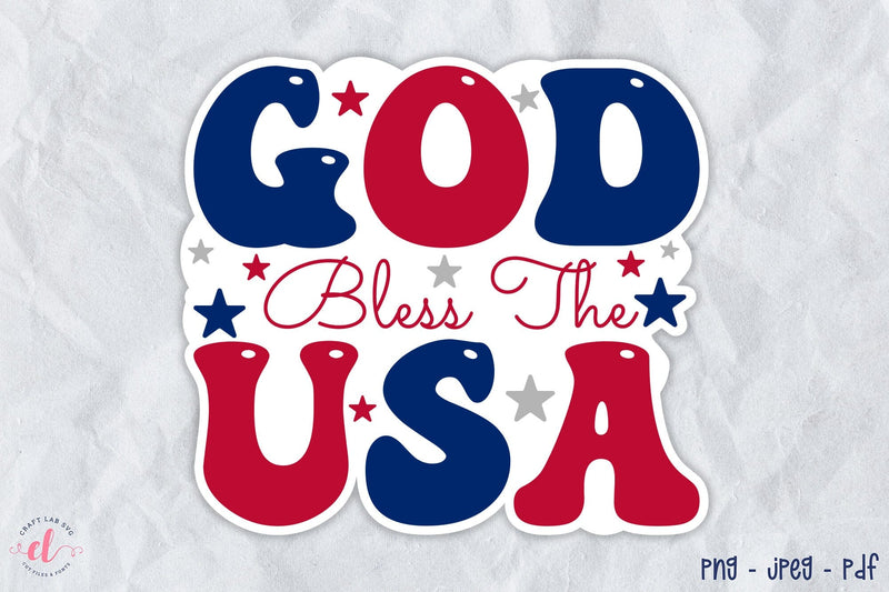 4th of July Sticker, God Bless the USA Sublimation CraftLabSVG 