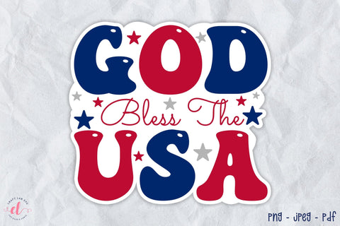 4th of July Sticker, God Bless the USA Sublimation CraftLabSVG 