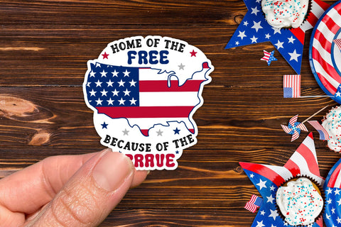 4th of July Sticker, Home of the Free Because of the Brave Sublimation CraftLabSVG 