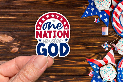 4th of July Sticker, One Nation Under God Sublimation CraftLabSVG 