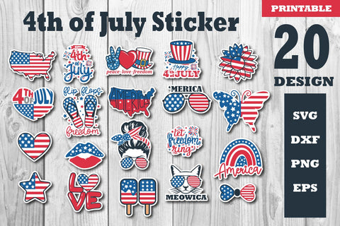 4th of july sticker svg printable, 20 design SVG dadan_pm 