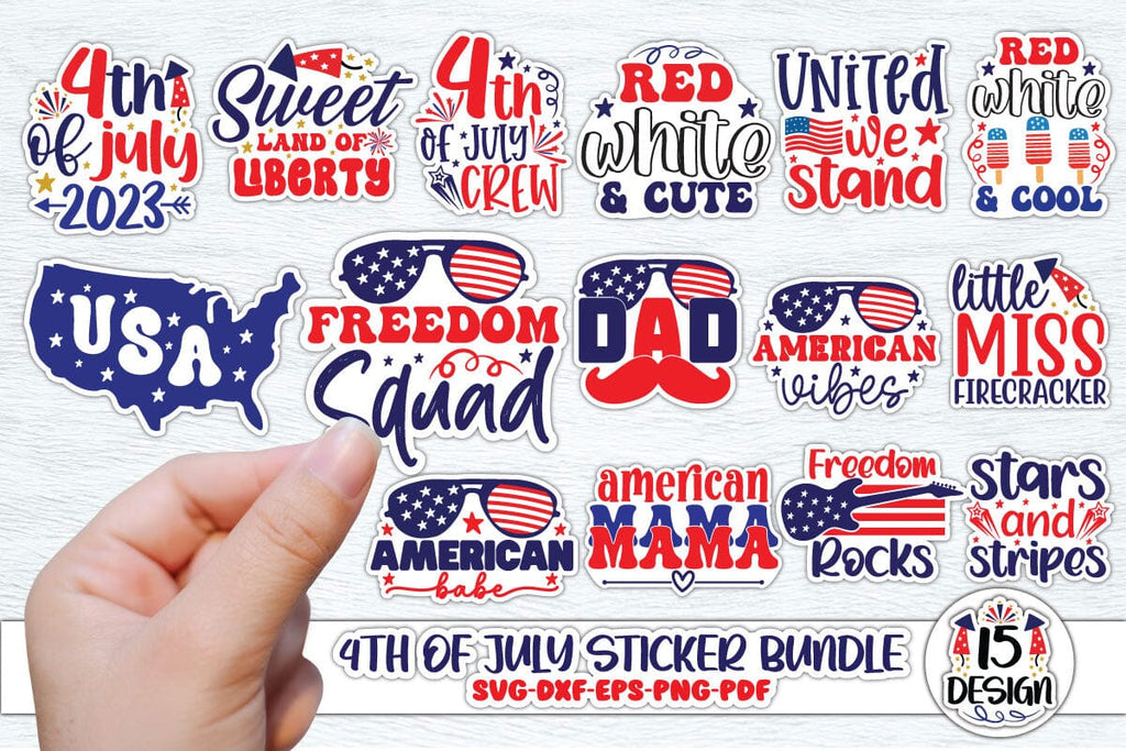 4th of july stickers, Patriotic stickers, Sticker Pack svg, 4th of july ...
