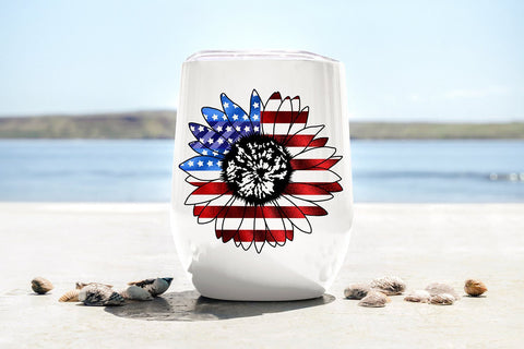 4th of July Sublimation | American Flag Sunflower PNG Sublimation B Renee Design 