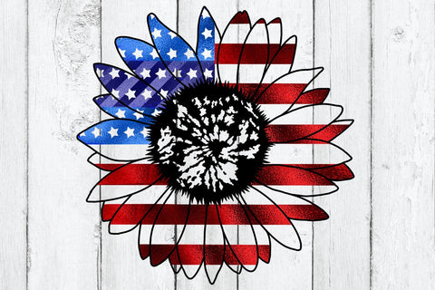 4th of July Sublimation | American Flag Sunflower PNG Sublimation B Renee Design 