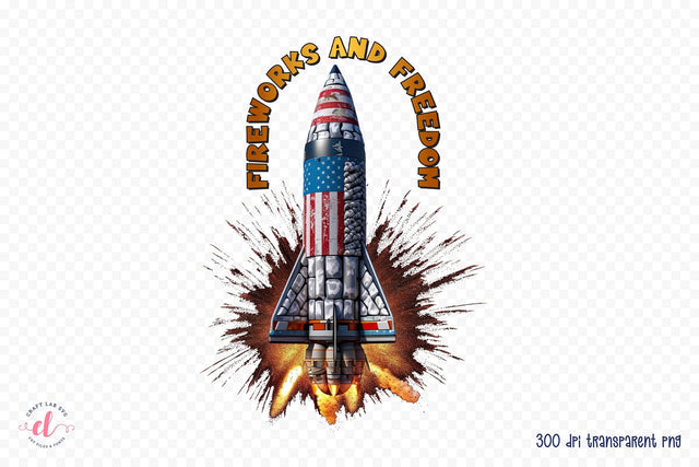 4th of July Sublimation Design - Fireworks and Freedom Sublimation CraftLabSVG 