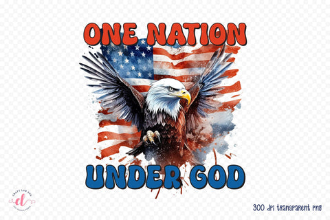 4th of July Sublimation Design, One Nation Under God Sublimation CraftLabSVG 
