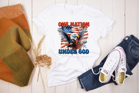 4th of July Sublimation Design, One Nation Under God Sublimation CraftLabSVG 