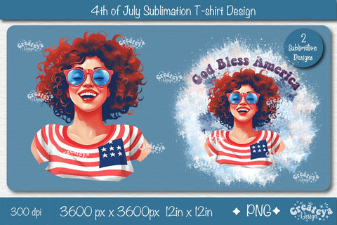 4th of July Sublimation Design| Patriotic USA Sublimation PNG| God Bless America Sublimation Createya Design 