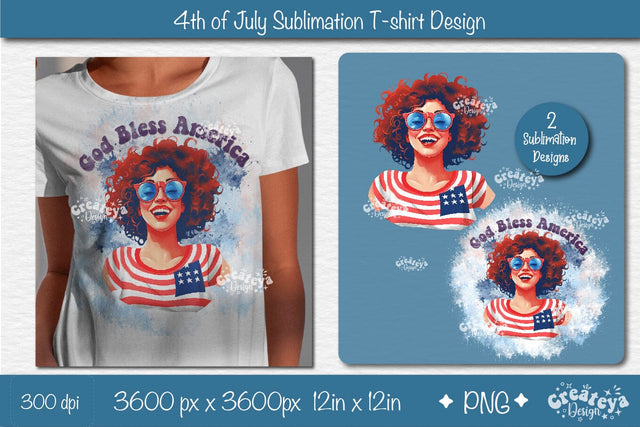 4th of July Sublimation Design| Patriotic USA Sublimation PNG| God Bless America Sublimation Createya Design 