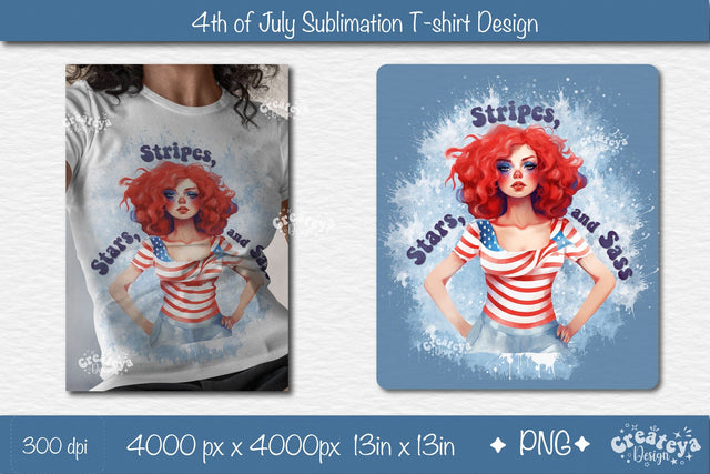 4th of July Sublimation Design| Patriotic USA Sublimation PNG Sublimation Createya Design 