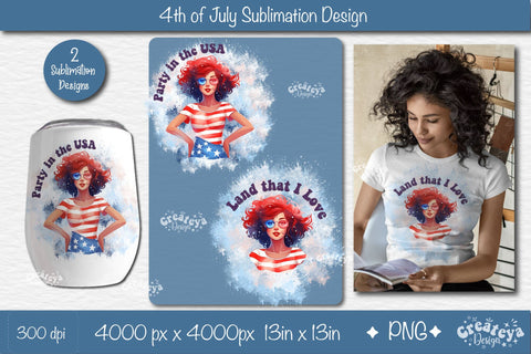 4th of July Sublimation Design| Patriotic USA Sublimation PNG Sublimation Createya Design 