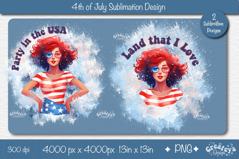 4th of July Sublimation Design| Patriotic USA Sublimation PNG Sublimation Createya Design 