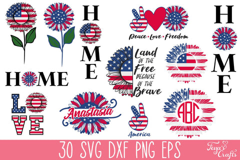 4th of July Sunflower SVG Bundle SVG Feya's Fonts and Crafts 