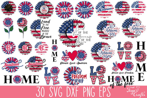 4th of July Sunflower SVG Bundle SVG Feya's Fonts and Crafts 