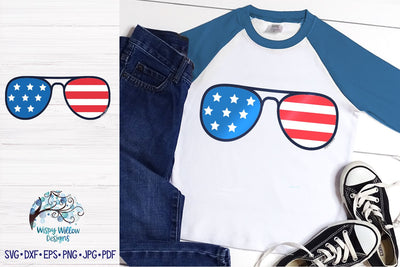 4th of July Sunglasses SVG SVG Wispy Willow Designs 