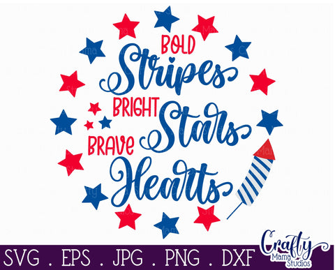 4th of July Svg, America Farmhouse Sign, Bold Stripes Bright SVG Crafty Mama Studios 