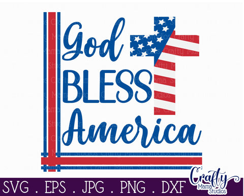 4th of July Svg, America Farmhouse Sign, God Bless America SVG Crafty Mama Studios 