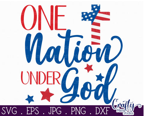 4th of July Svg America Farmhouse Sign, One Nation Under God SVG Crafty Mama Studios 