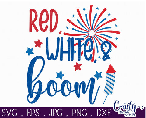 4th of July Svg America Farmhouse Sign, Red White And Boom SVG Crafty Mama Studios 