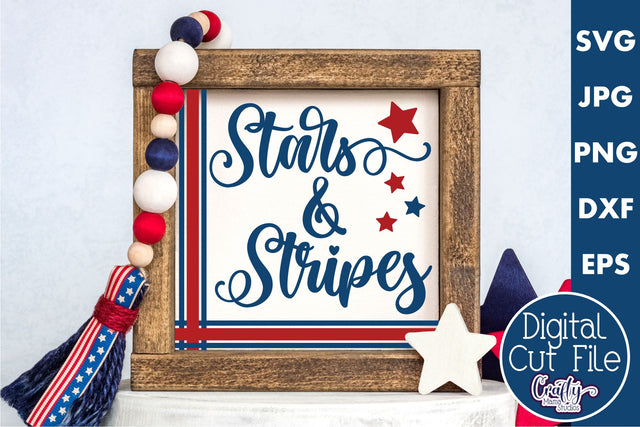 4th of July Svg America Farmhouse Sign, Stars And Stripes SVG Crafty Mama Studios 