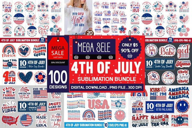 4th Of July Svg Bundle , 4th Of July Sublimation Bundle SVG designmaster24 