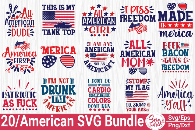 4th of July SVG Bundle, America SVG Bundle, Memorial Day Svg, Independence Day Svg, USA Svg, Patriotic Svg, Summer Png, American Flag SVG Svgcraft 