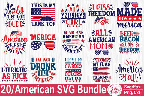 4th of July SVG Bundle, America SVG Bundle, Memorial Day Svg, Independence Day Svg, USA Svg, Patriotic Svg, Summer Png, American Flag SVG Svgcraft 