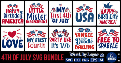4th Of July SVG Bundle SVG Cut File SVGs quotes-and-sayings food-drink mini-bundles print-cut on-sale Clipart Clip Art Sublimation or Vinyl Shirt Design SVG DesignPlante 503 