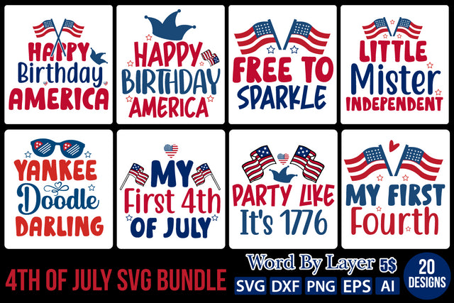 4th Of July SVG Bundle SVG Cut File SVGs quotes-and-sayings food-drink mini-bundles print-cut on-sale Clipart Clip Art Sublimation or Vinyl Shirt Design SVG DesignPlante 503 