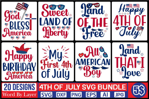4TH OF JULY SVG BUNDLE SVG Cut File,SVGs,quotes-and-sayings,food-drink,mini-bundles,print-cut,on-sale,Clipart Clip Art Sublimation or Vinyl Shirt Design SVG DesignPlante 503 
