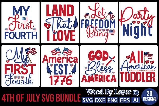 4TH OF JULY SVG BUNDLESVG Cut File,SVGs,quotes-and-sayings,food-drink,mini-bundles,print-cut,on-sale,Clipart Clip Art Sublimation or Vinyl Shirt Design SVG DesignPlante 503 
